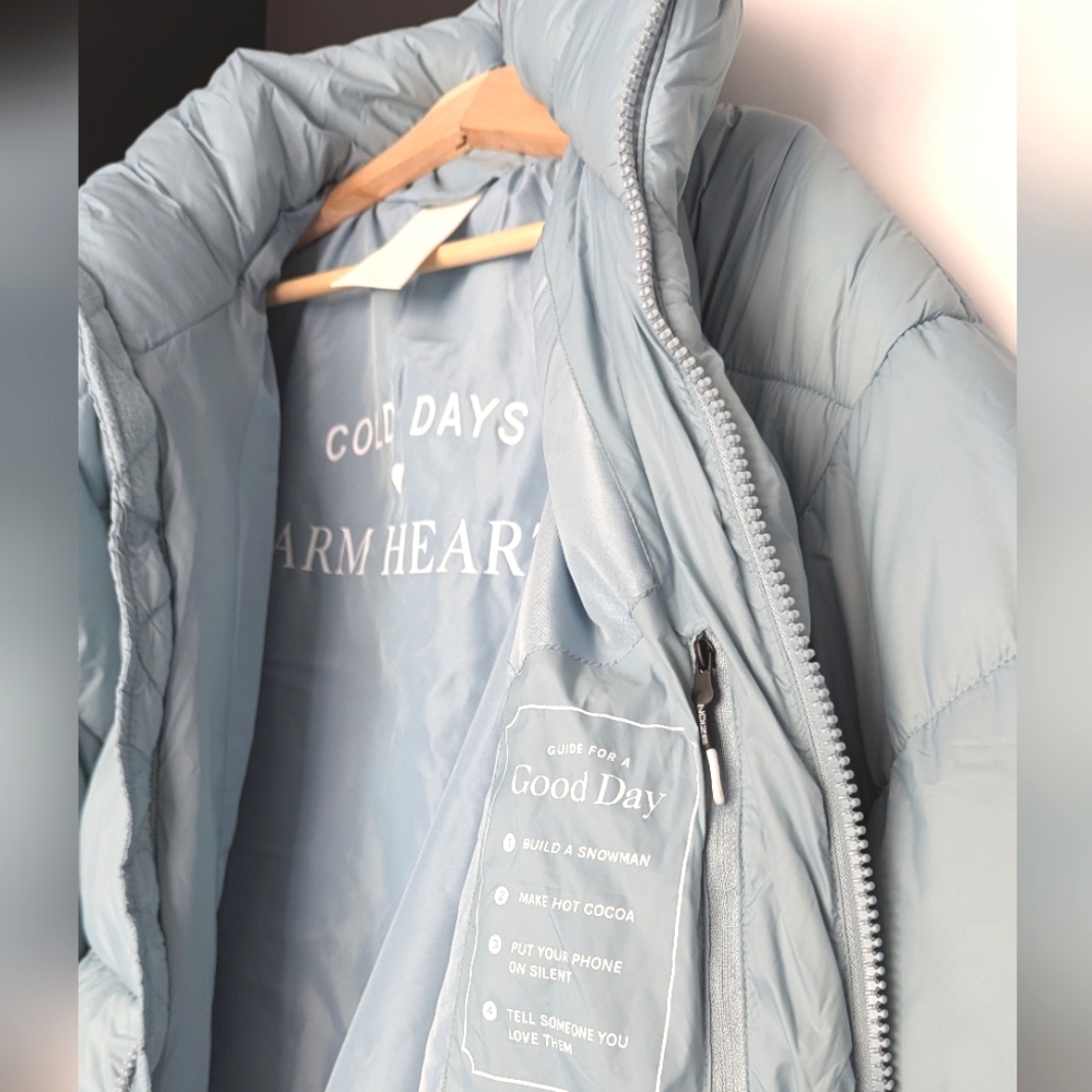 Light Blue Puffer Jacket - Women's Cozy Winter Coat - Picture 6 of 11